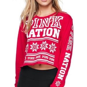 PINK | Victoria's Secret Cropped Holiday Tee